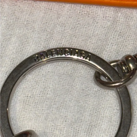New $395 Balenciaga Calfskin Logo Cash Coin Holder Keychain in Orange! GIFT - Picture 7 of 7